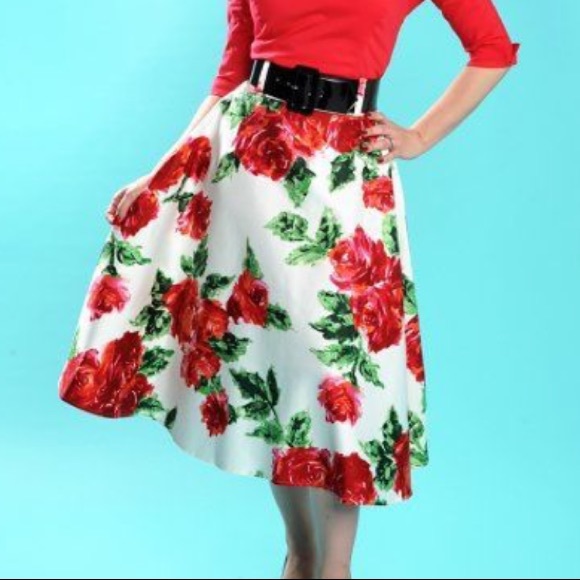 Pinup Couture  Doris  floral flare skirt XS - Picture 8 of 8